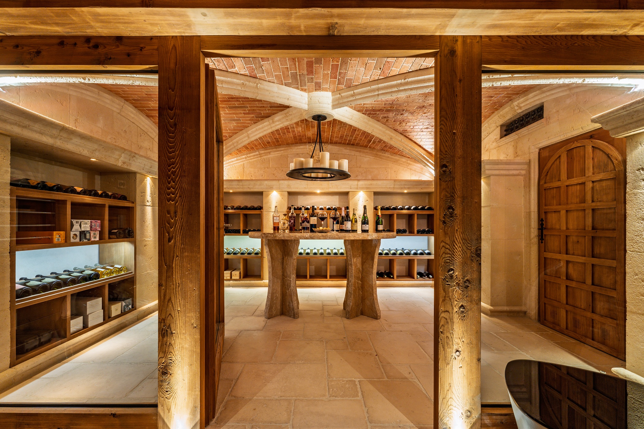 luxury chalet interiors wine cellar juliette byrne interior design